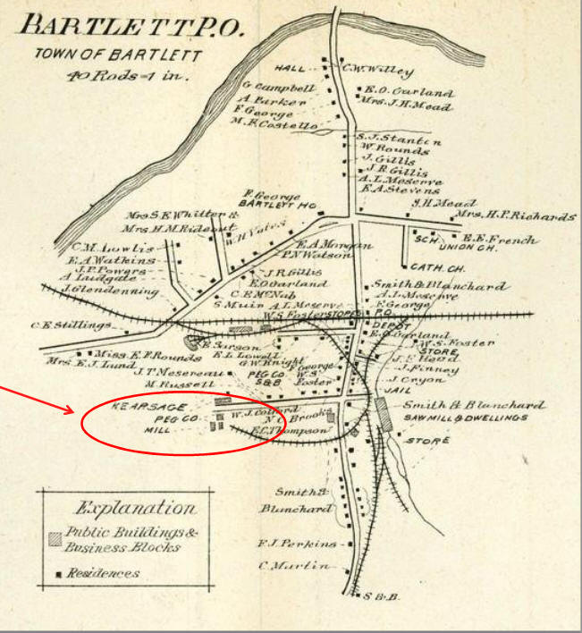 Late 1800 map Bartlett Village, NH